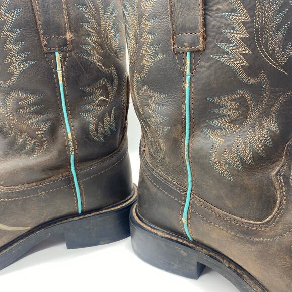 Ariat Krista Brown Leather Calf Height Boots Cowboy Steel Toe Women's size 7.5 - Picture 7 of 12